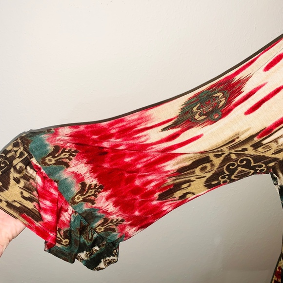 Western Boho Tunic Top Stretch 3/4 Bell Sleeve Med - Picture 5 of 5